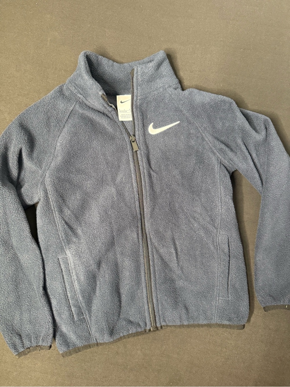 Nike Kids Navy Full-Zip Fleece Jacket with White Swoosh size 7